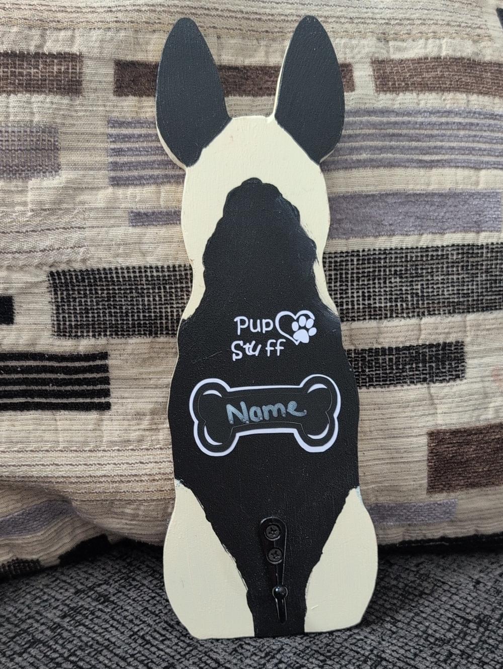 Black and Cream Dog Name Wall Hook